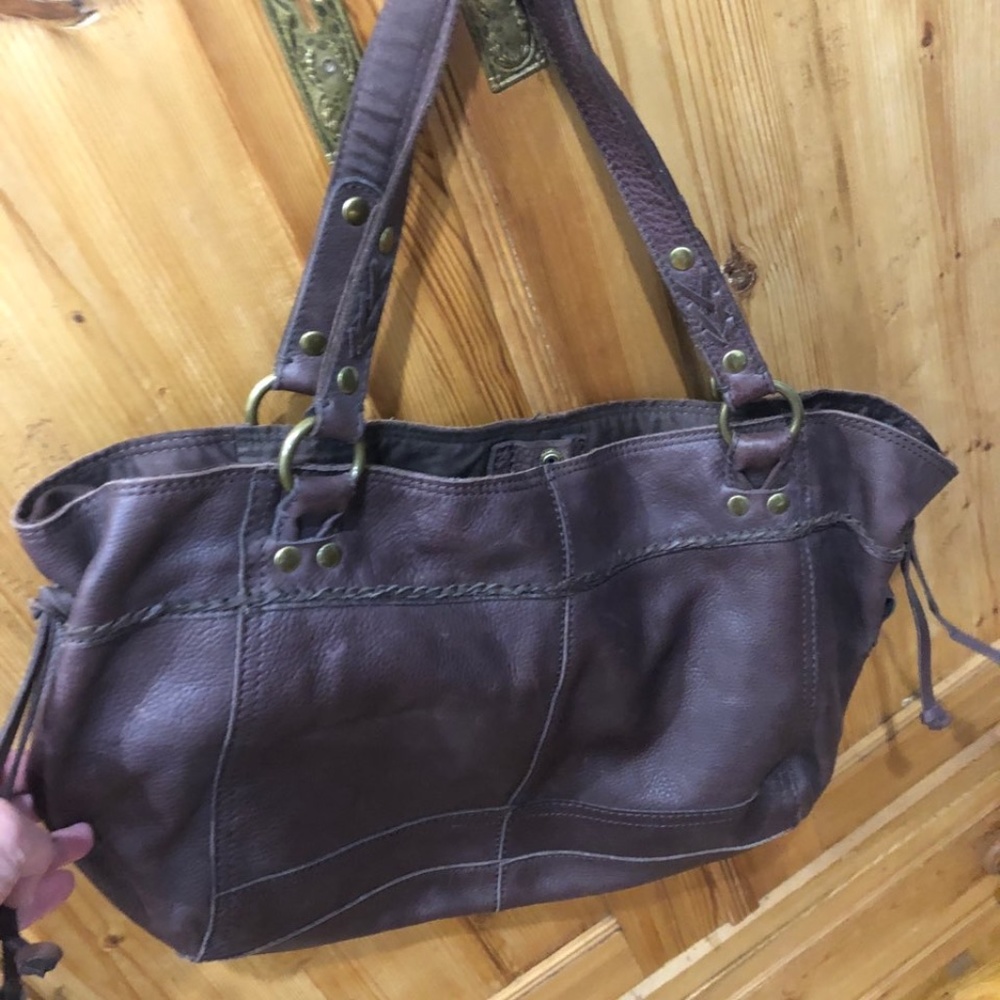 Lucky Brand Vintage Leather Boho Hobo Bag Large Brown Shoulder Tote NWOT